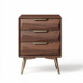 Black bedside table with two drawers and wooden legs 40 x 40 x 50cm