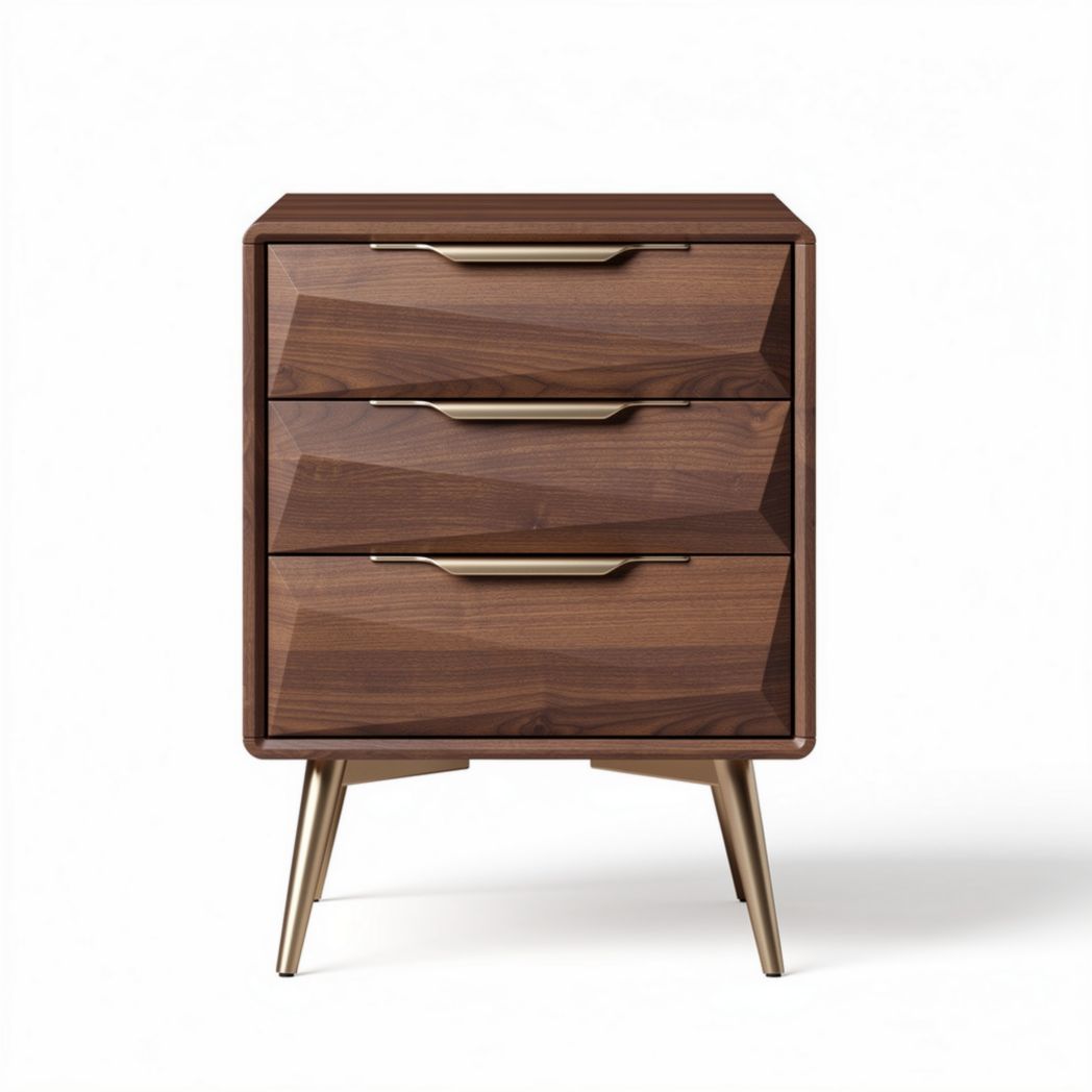 Black bedside table with two drawers and wooden legs 40 x 40 x 50cm