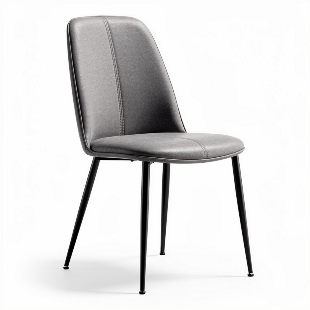 Gray faux leather dining chair with metal legs 45 x 50 x 85cm