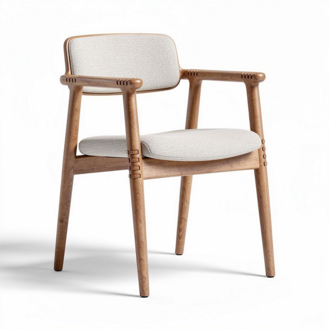 Wooden frame chair with fabric upholstered seat and backrest 45 x 50 x 80cm