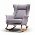 Rocking chair with fabric upholstery and wooden base in light gray 80 x 75 x 100cm