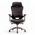 Ergonomic office chair with adjustable headrest and lumbar support in gray fabric