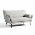 Modern two-seater sofa in dark gray fabric with wooden legs 150 x 80 x 80cm