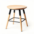Wooden stool with round top and black metal legs 40 x 40 x 75cm