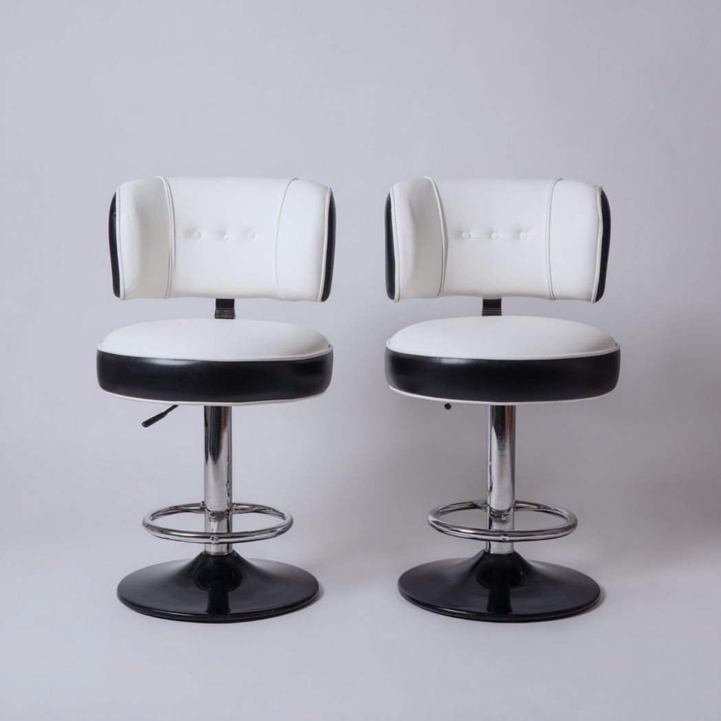 Adjustable height bar stool with gray fabric seat and black base 40 x 40 x 100cm