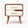 Wooden nightstand with two drawers and a white and wood finish 50 x 40 x 45cm