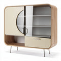 Modern wooden storage cabinet with glass doors 150 x 40 x 90cm