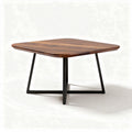 Wooden square coffee table with black metal legs 90 x 90 x 75cm