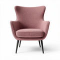 Upholstered accent chair in blush fabric with black metal legs 80 x 75 x 85cm